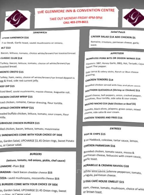 Glenmore Inn - Calgary, AB menu_pic
