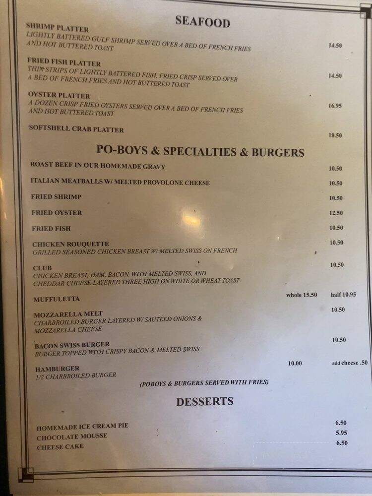 Janie Brown's Restaurant - Lacombe, LA menu_pic
