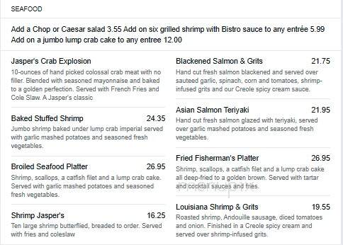 Jasper's - Upper Marlboro, MD menu_pic