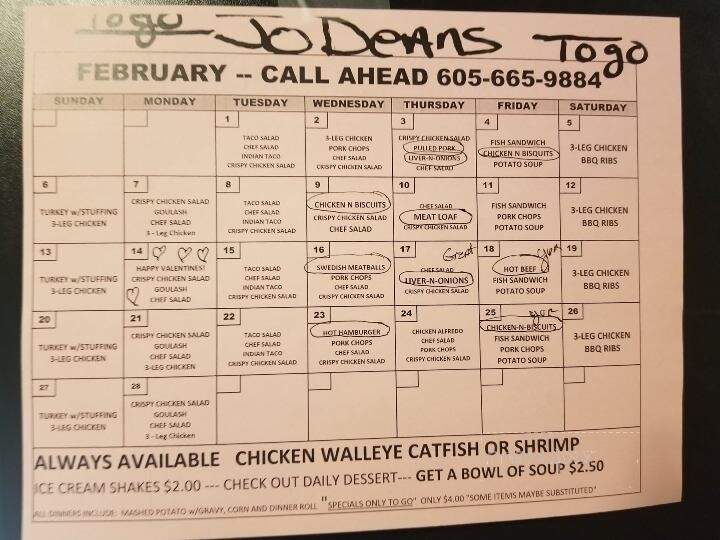 Jo Dean's Steakhouse & Lounge - Yankton, SD menu_pic