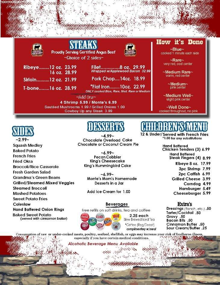 Main Street Steakhouse & Bar - Danbury, TX menu_pic