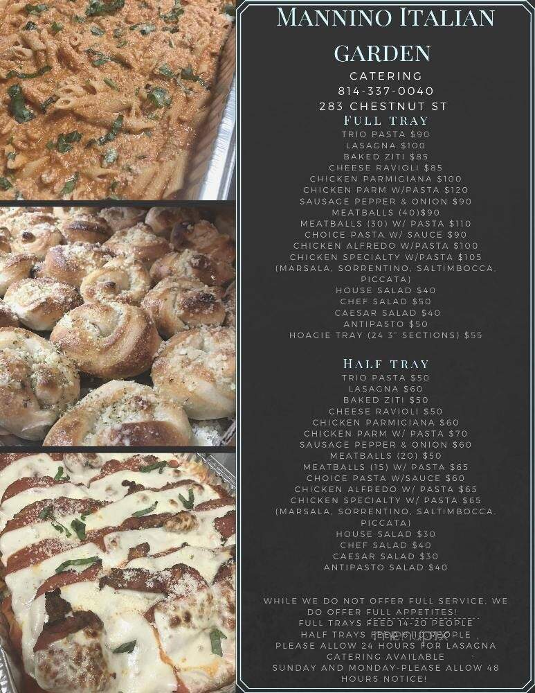 Mannino Italian Garden - Meadville, PA menu_pic