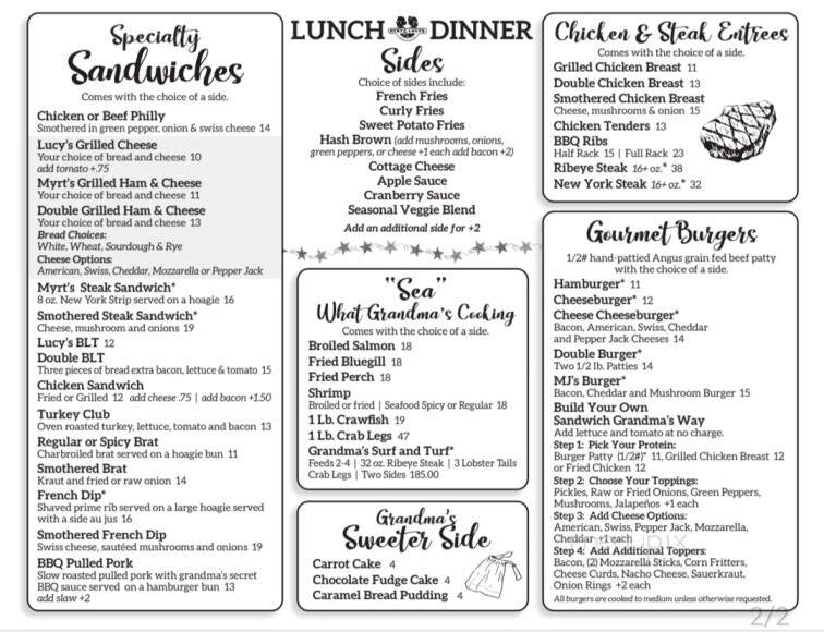 Myrt and Lucy's Chat & Chew - Wisconsin Dells, WI menu_pic