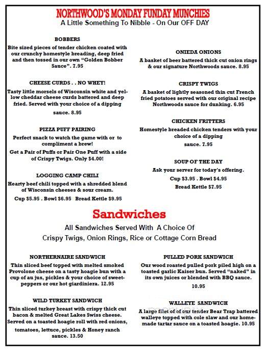 Northwoods Saloon - Crete, IL menu_pic