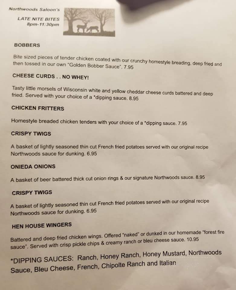 Northwoods Saloon - Crete, IL menu_pic