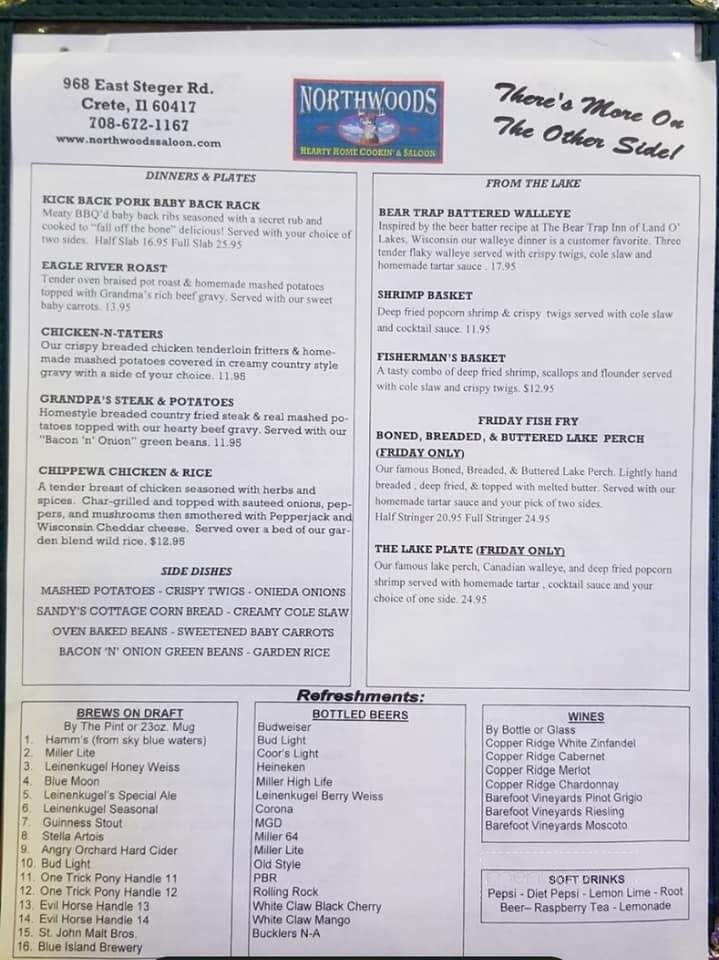 Northwoods Saloon - Crete, IL menu_pic