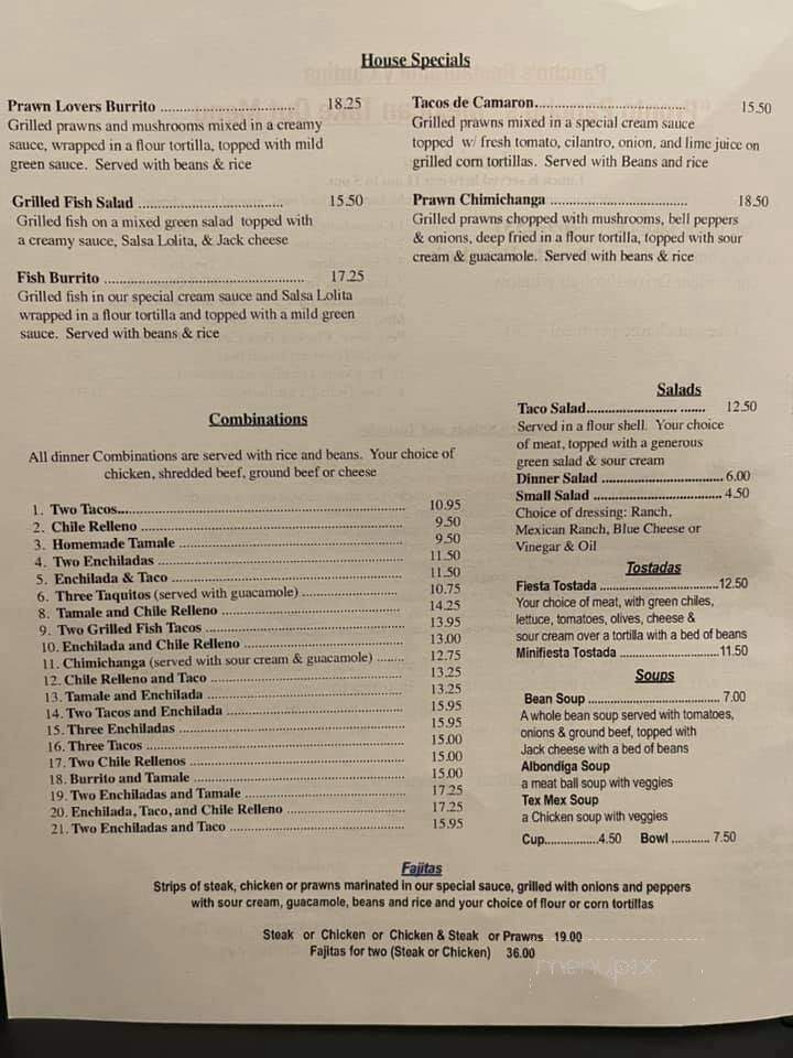 Pancho's Restaurante Y Cantina - Brookings, OR menu_pic
