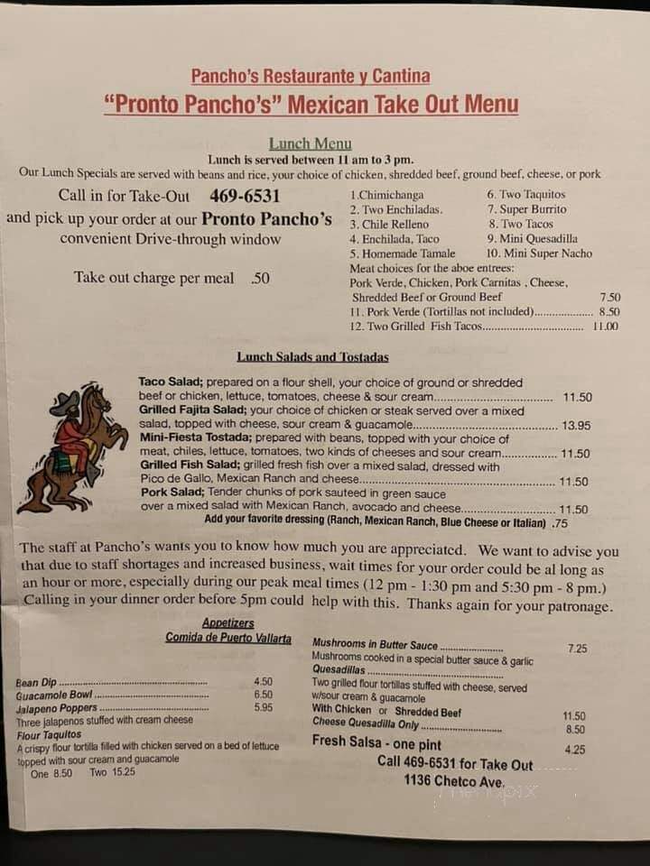 Pancho's Restaurante Y Cantina - Brookings, OR menu_pic