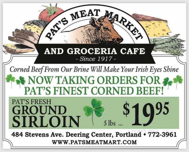 Pat's Meat Market Cafe - Portland, ME menu_pic