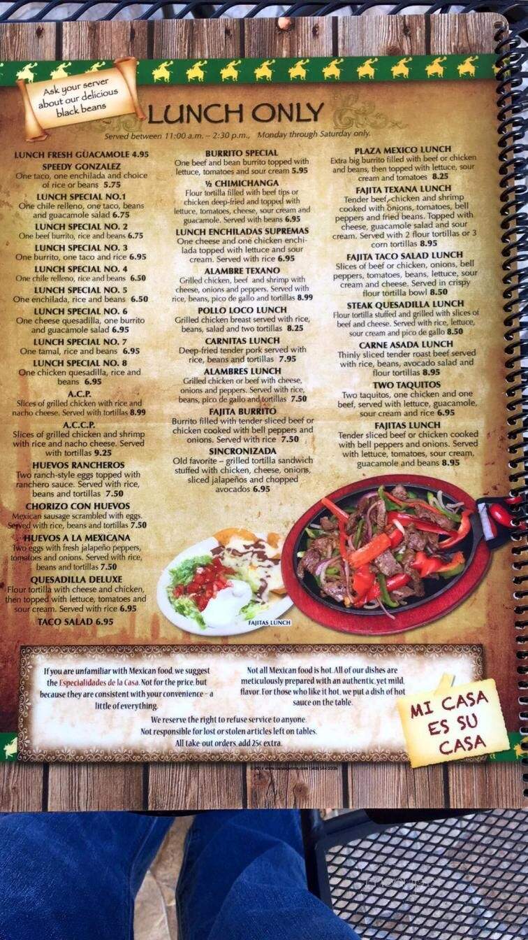 Plaza Mexico Restaurant Bar and Grill - Emerald Isle, NC menu_pic