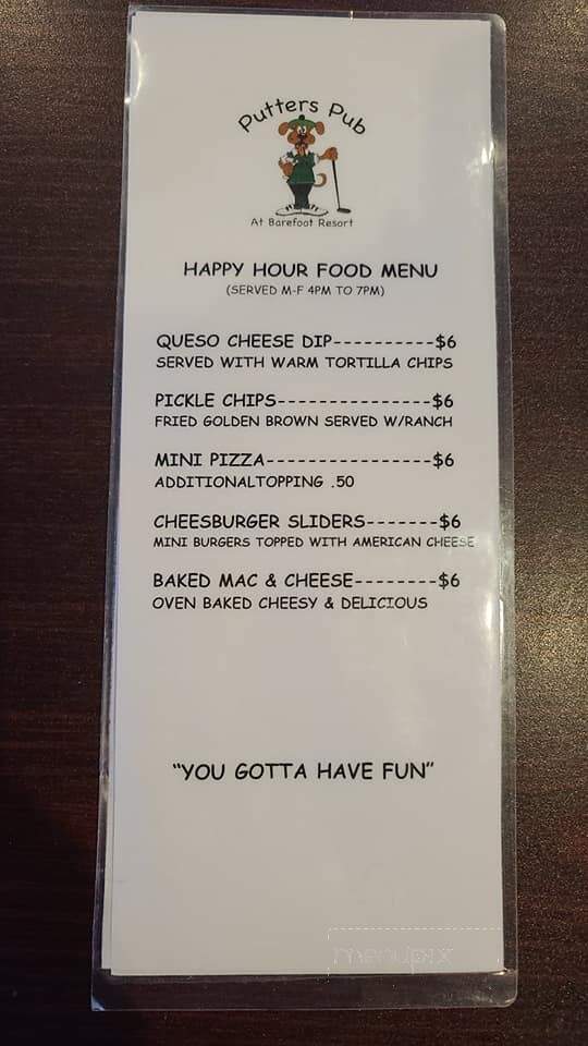 Putter's Pub - North Myrtle Beach, SC menu_pic