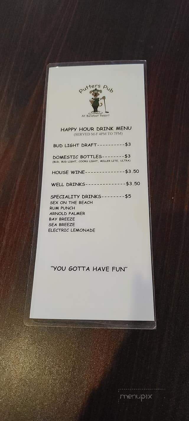 Putter's Pub - North Myrtle Beach, SC menu_pic