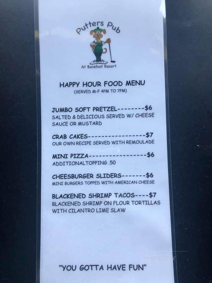 Putter's Pub - North Myrtle Beach, SC menu_pic