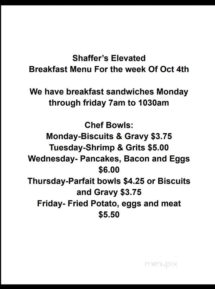 Shaffer's Barbecue and Catering - Woodstock, VA menu_pic