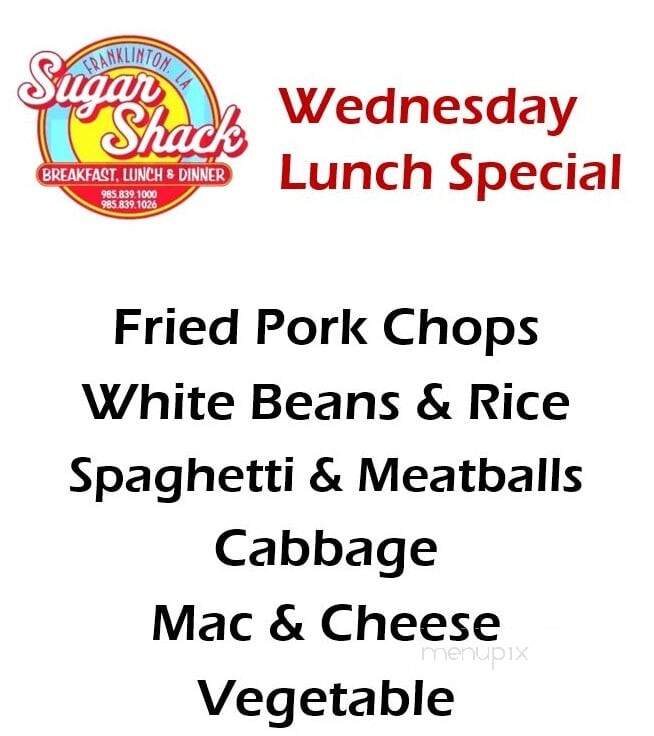 Sugar Shack - Franklinton, LA menu_pic