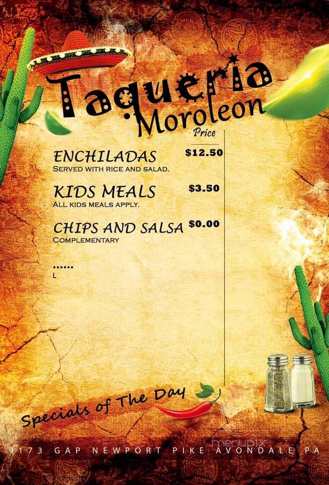 Taqueria Moroleon Mexican Restaurant - Avondale, PA menu_pic