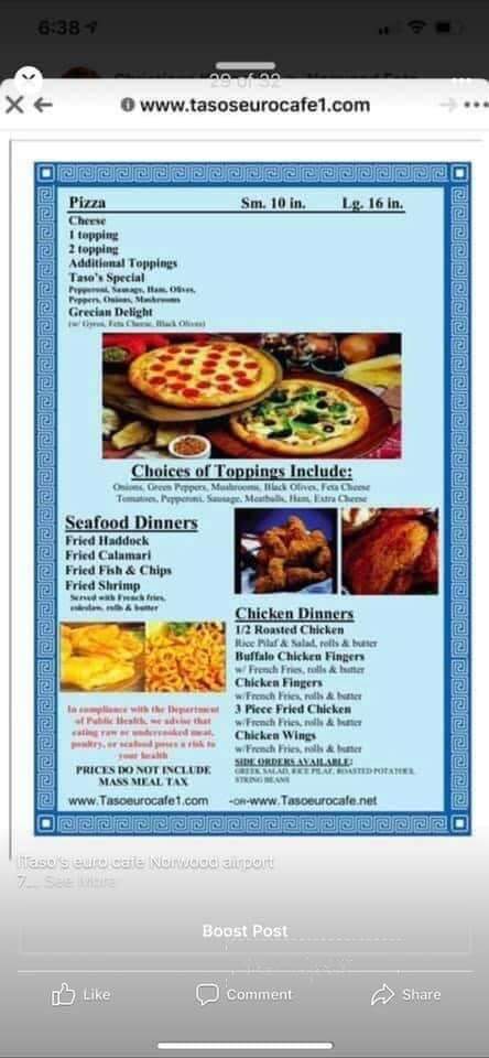 Tasos Euro Cafe - Norwood, MA menu_pic