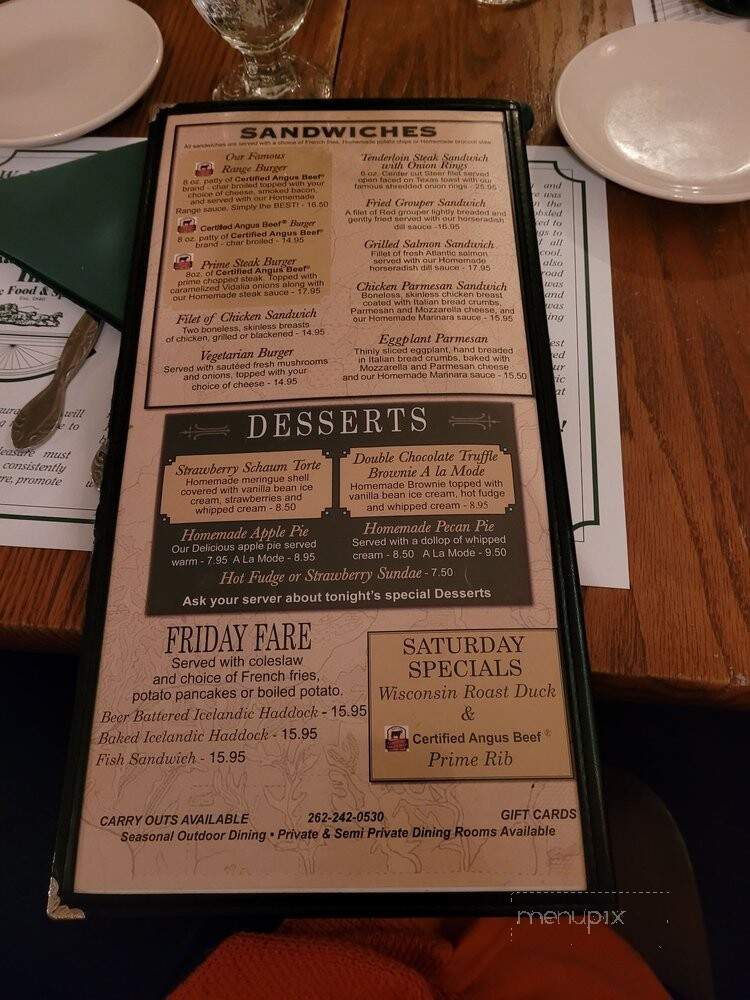 Range Line Inn - Mequon, WI menu_pic