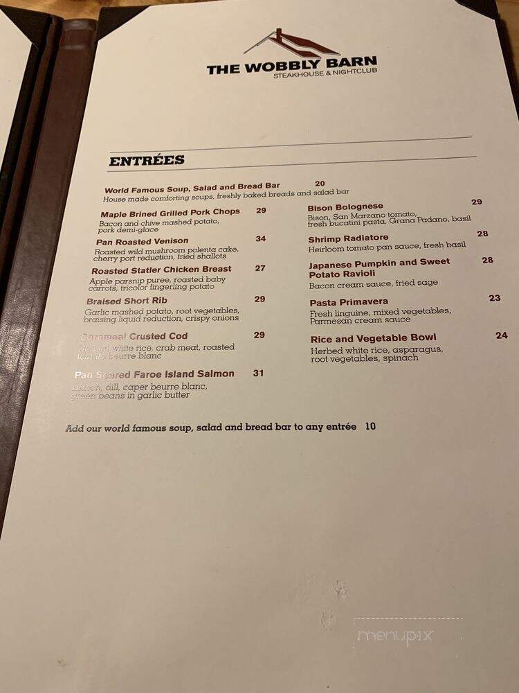 Wobbly Barn Steakhouse - Killington, VT menu_pic