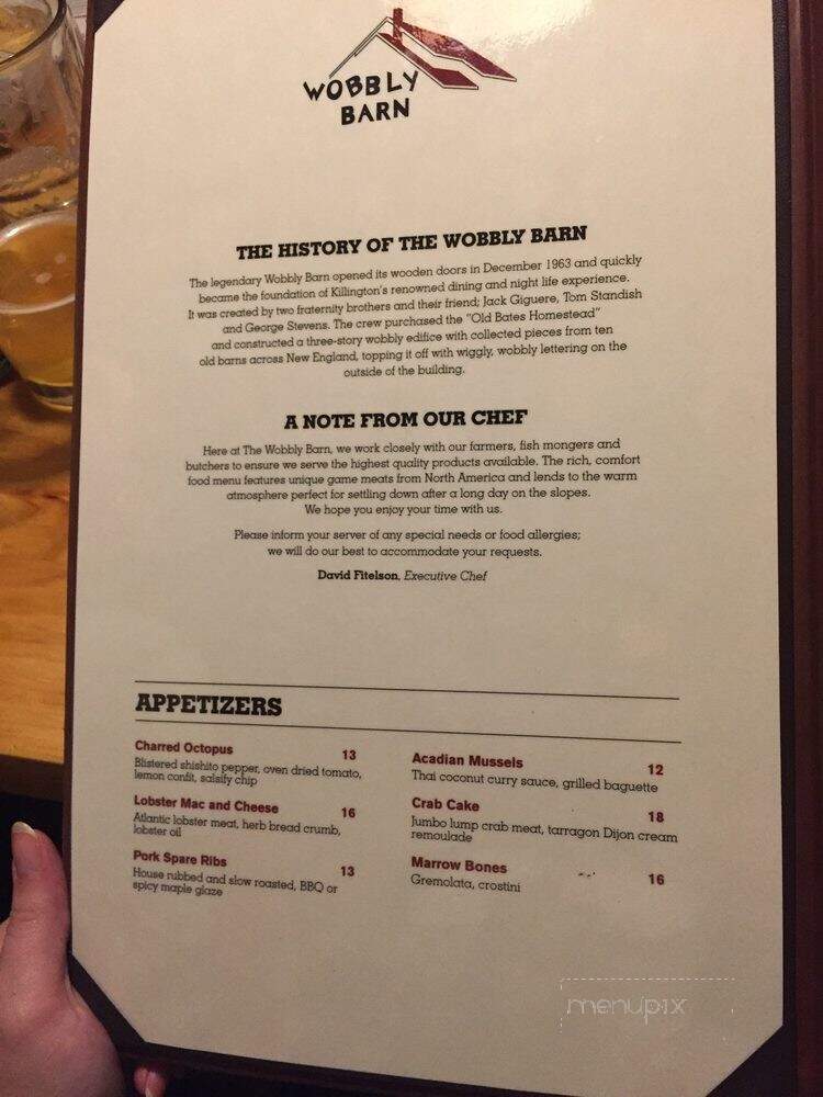 Wobbly Barn Steakhouse - Killington, VT menu_pic