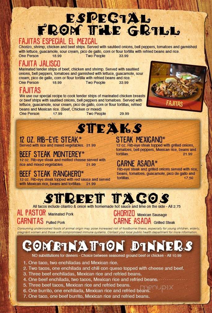 El Mezcal - Wausau, WI menu_pic