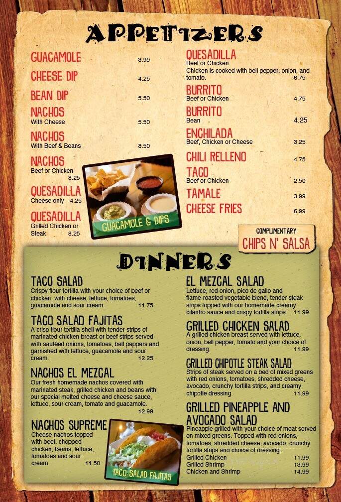 El Mezcal - Wausau, WI menu_pic