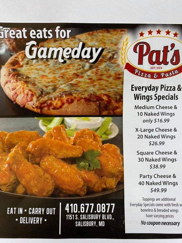 Pat's Pizzeria Of Salisbury - Salisbury, MD menu_pic