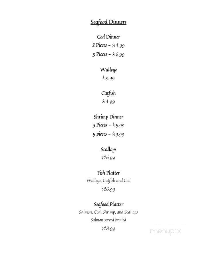 Arctic Springs Supper Club - Galesville, WI menu_pic