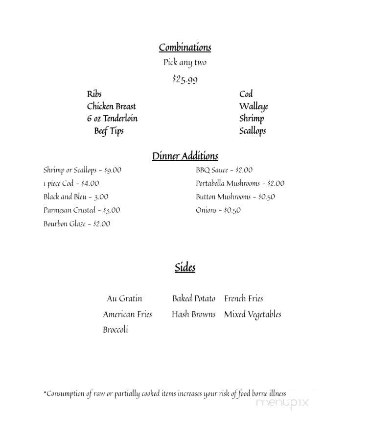 Arctic Springs Supper Club - Galesville, WI menu_pic