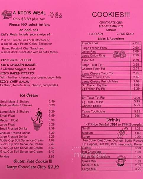 Ray's Drive In Cafe - Lufkin, TX menu_pic