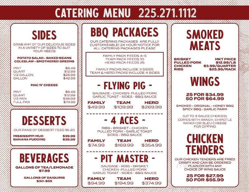 Smokin Aces BBQ - Denham Springs, LA menu_pic
