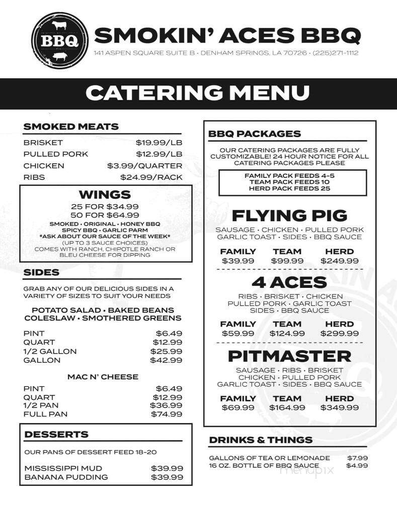 Smokin Aces BBQ - Denham Springs, LA menu_pic