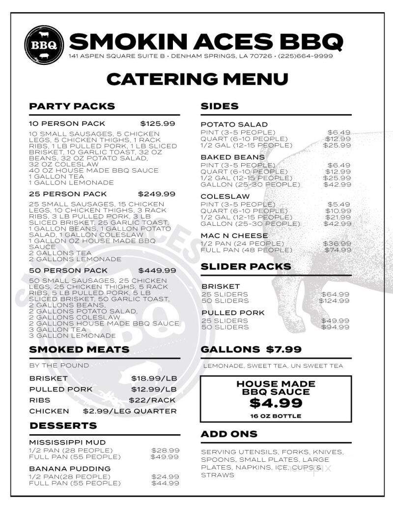 Smokin Aces BBQ - Denham Springs, LA menu_pic