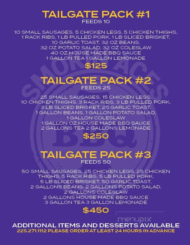 Smokin Aces BBQ - Denham Springs, LA menu_pic