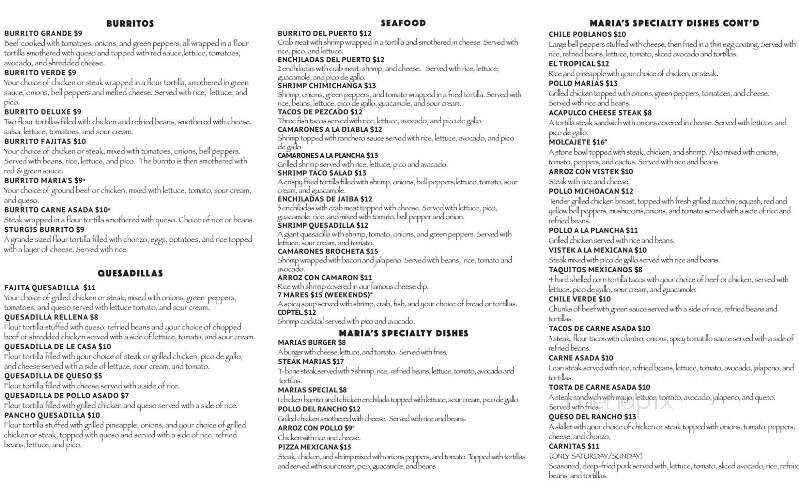 Maria's Mexican Restaurant - Sturgis, MI menu_pic