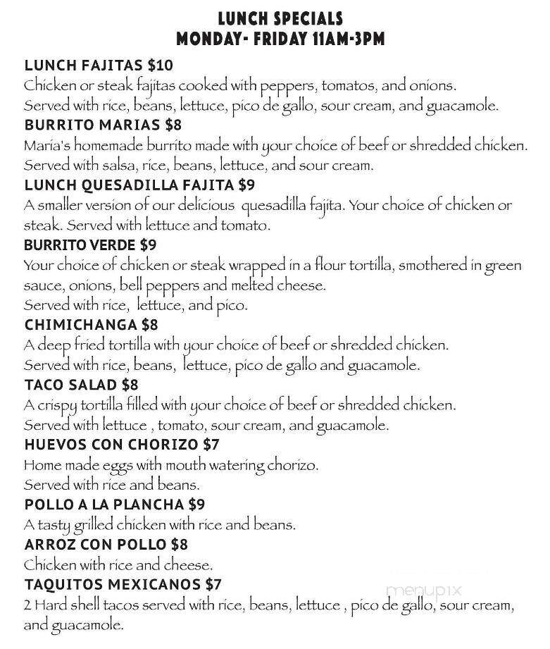 Maria's Mexican Restaurant - Sturgis, MI menu_pic