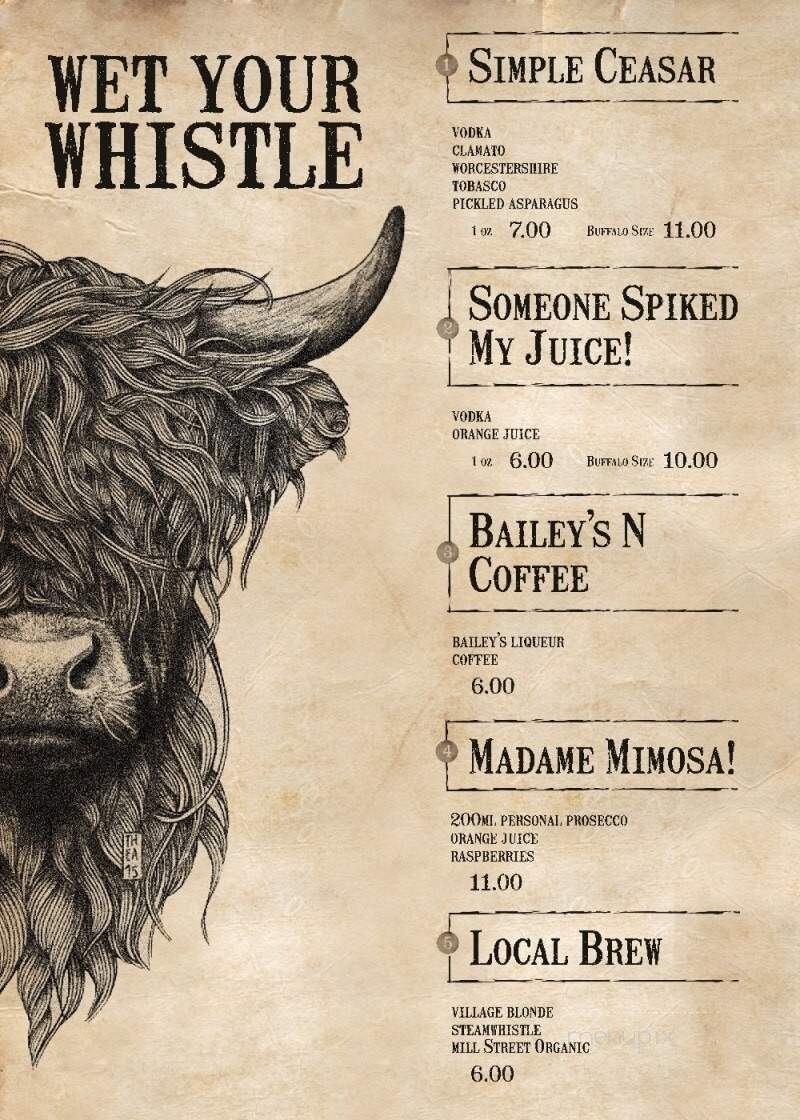 1886 Buffalo Cafe - Calgary, AB menu_pic