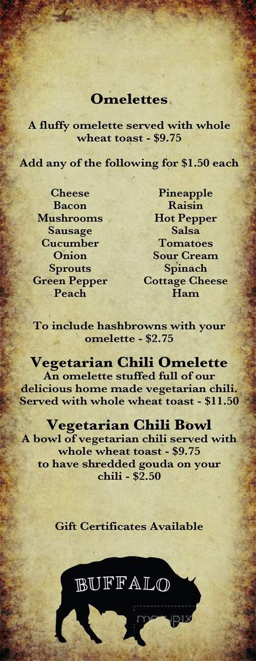 1886 Buffalo Cafe - Calgary, AB menu_pic