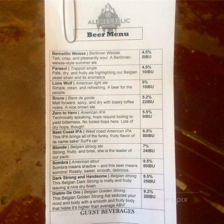 Ale Republic - Cedar Crest, NM menu_pic