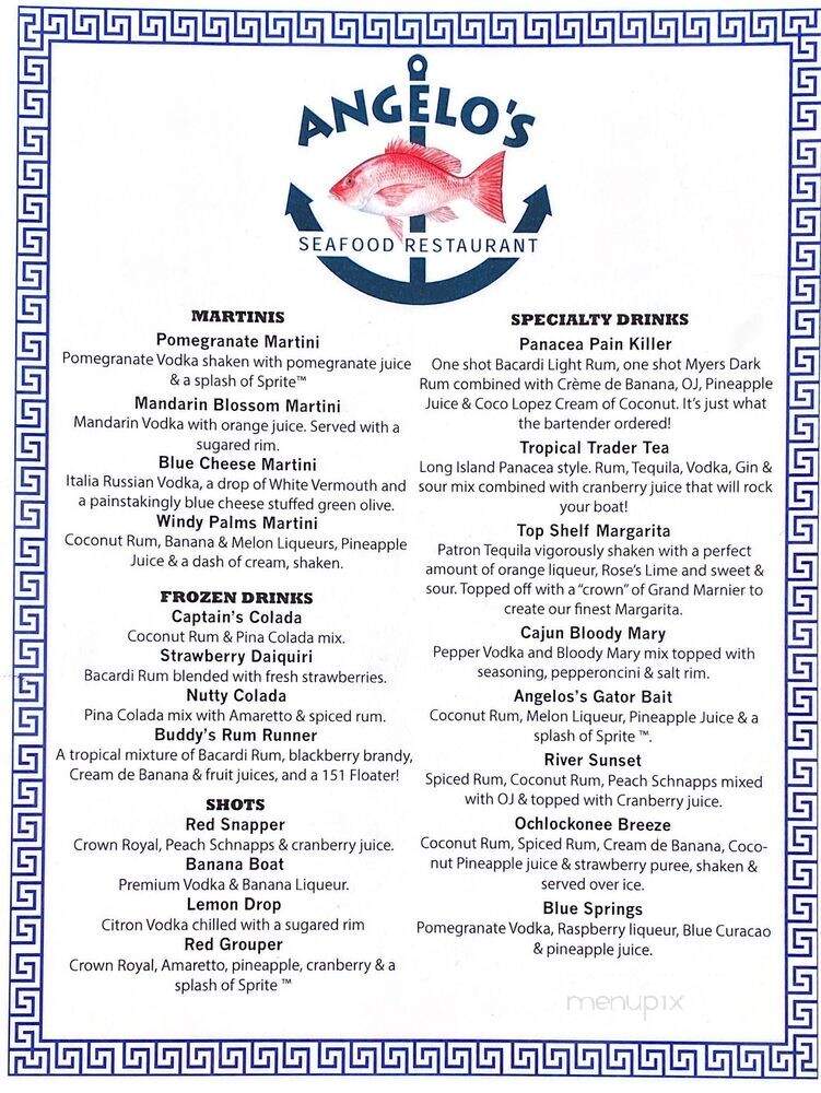 Angelo's Seafood Restaurant - Panacea, FL menu_pic