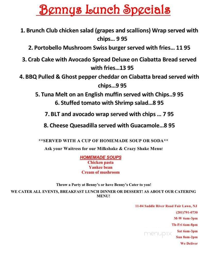 Benny's Luncheonette - Fair Lawn, NJ menu_pic