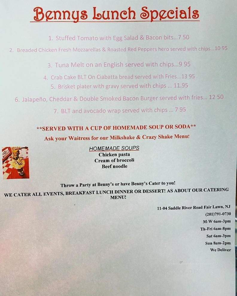 Benny's Luncheonette - Fair Lawn, NJ menu_pic