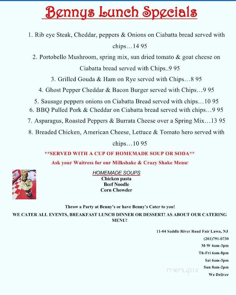 Benny's Luncheonette - Fair Lawn, NJ menu_pic
