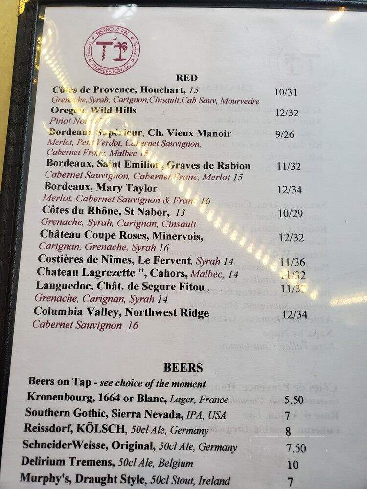 Bin 152 - Charleston, SC menu_pic