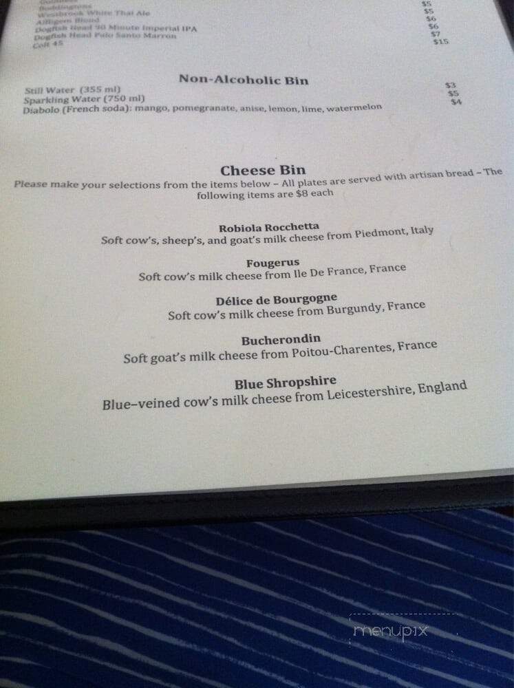 Bin 152 - Charleston, SC menu_pic