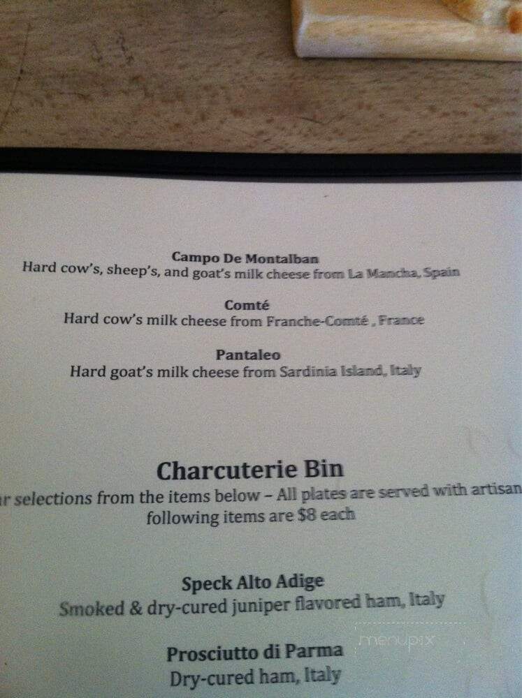 Bin 152 - Charleston, SC menu_pic