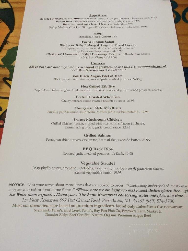 Bird Creek Farms - Port Austin, MI menu_pic
