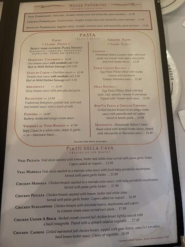 Trombino's Bistro Italiano - Albuquerque, NM menu_pic