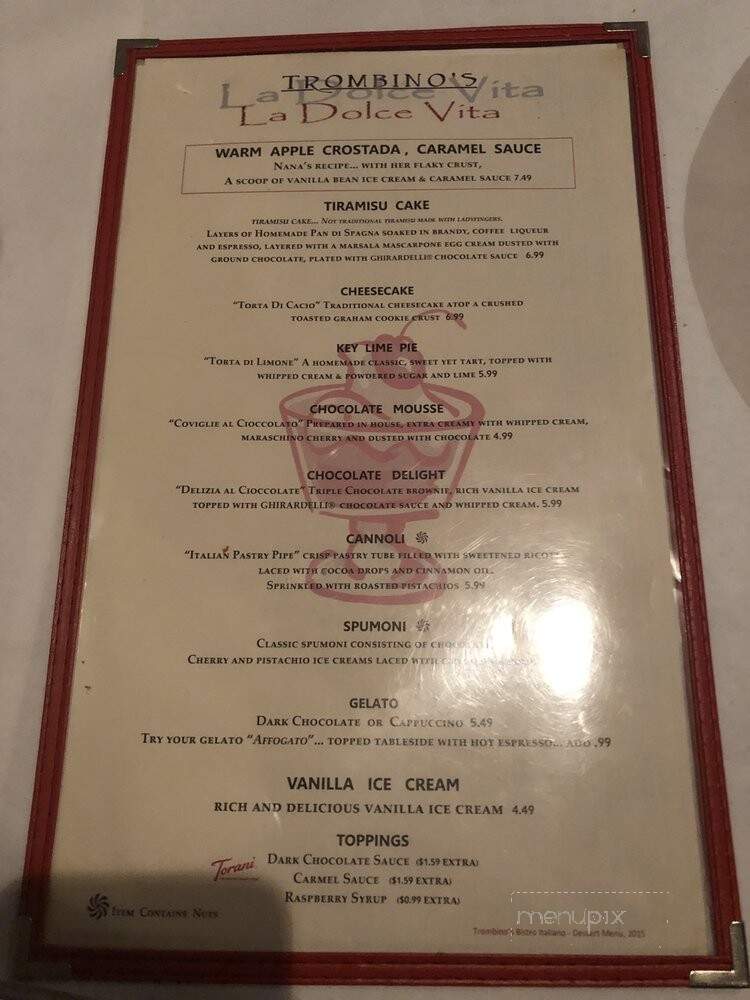 Trombino's Bistro Italiano - Albuquerque, NM menu_pic
