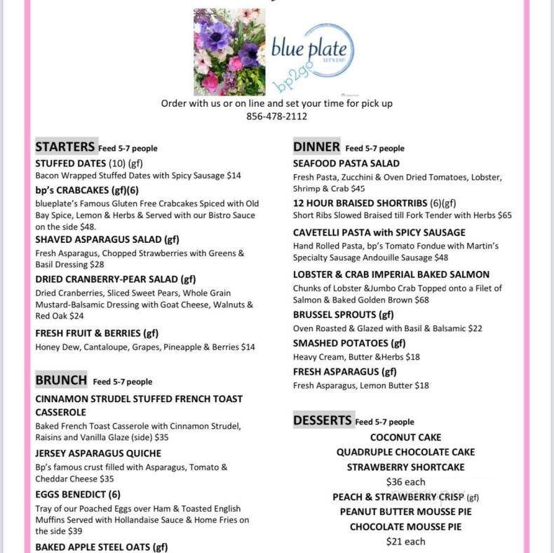 Blue Plate - Mullica Hill, NJ menu_pic